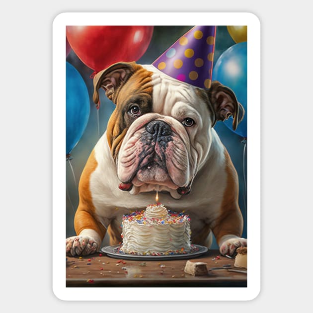 English Bulldog Birthday Card #1 Sticker by candiscamera